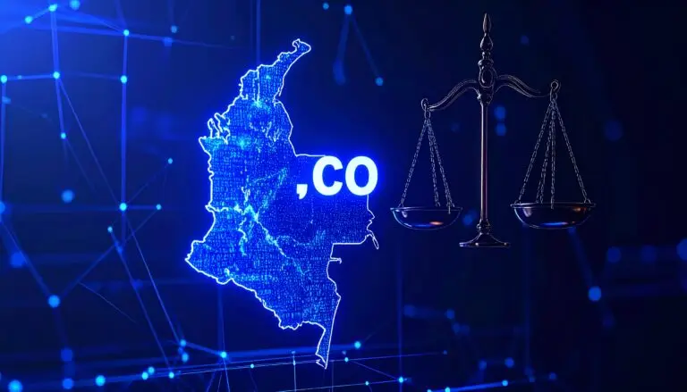 Firefly_A digital map of Colombia highlighted with the '